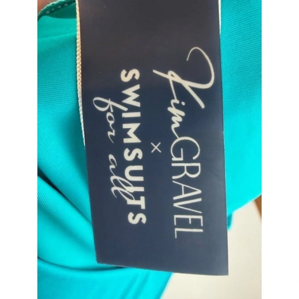 Kim Gravel x Swimsuits For All 2PC Tankini 12 Abstract Stripe‎ Swim Shorts Retro